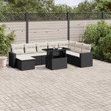 vidaXL 9-piece Poly Rattan Lounge Set with Cushions Black