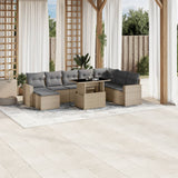 vidaXL 9-piece Poly Rattan Lounge Set with Cushions Black