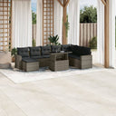 vidaXL 9-piece Poly Rattan Lounge Set with Cushions Black