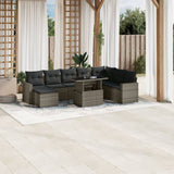 vidaXL 9-piece Poly Rattan Lounge Set with Cushions Black