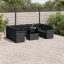 vidaXL 10-Piece Lounge Set with Cushions Poly Rattan Black