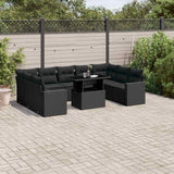 vidaXL 10-Piece Lounge Set with Cushions Poly Rattan Black