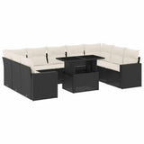 vidaXL 10-Piece Lounge Set with Cushions Poly Rattan Black