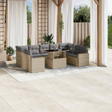 vidaXL 10-Piece Lounge Set with Cushions Poly Rattan Black