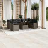 vidaXL 10-Piece Lounge Set with Cushions Poly Rattan Black