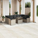 vidaXL 10-Piece Lounge Set with Cushions Poly Rattan Black