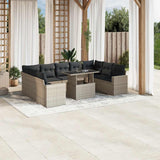 vidaXL 10-Piece Lounge Set with Cushions Poly Rattan Black