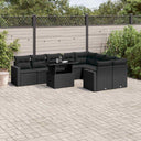 vidaXL 10-Piece Lounge Set with Cushions Poly Rattan Black