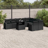 vidaXL 10-Piece Lounge Set with Cushions Poly Rattan Black