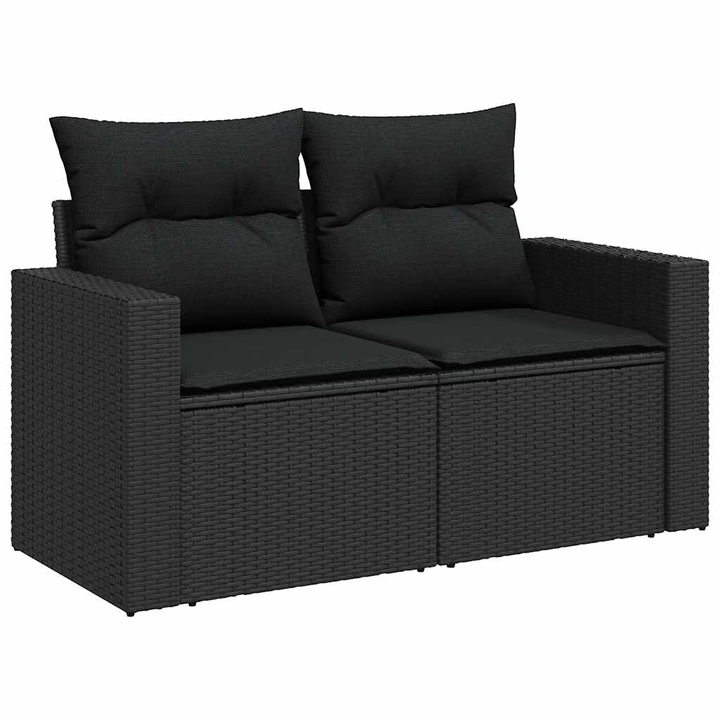 vidaXL 10-Piece Lounge Set with Cushions Poly Rattan Black
