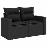 vidaXL 10-Piece Lounge Set with Cushions Poly Rattan Black