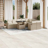 vidaXL 10-Piece Lounge Set with Cushions Poly Rattan Black