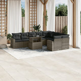 vidaXL 10-Piece Lounge Set with Cushions Poly Rattan Black