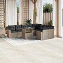 vidaXL 10-Piece Lounge Set with Cushions Poly Rattan Black