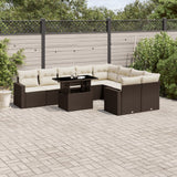 vidaXL 10-Piece Lounge Set with Cushions Poly Rattan Black