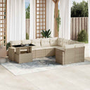 vidaXL 10-delige Loungeset met kussens poly rattan zwart