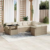 vidaXL 10-delige Loungeset met kussens poly rattan zwart