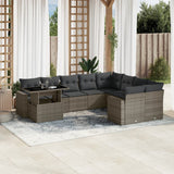 vidaXL 10-delige Loungeset met kussens poly rattan zwart