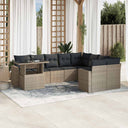 vidaXL 10-delige Loungeset met kussens poly rattan zwart