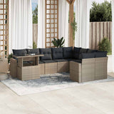 vidaXL 10-delige Loungeset met kussens poly rattan zwart