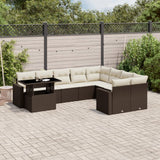 vidaXL 10-delige Loungeset met kussens poly rattan zwart