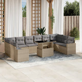 vidaXL 11-delige Loungeset met kussens poly rattan zwart
