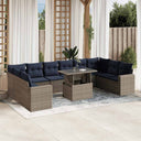 vidaXL 11-piece Garden Lounge Set with Cushions, Grey Poly Rattan