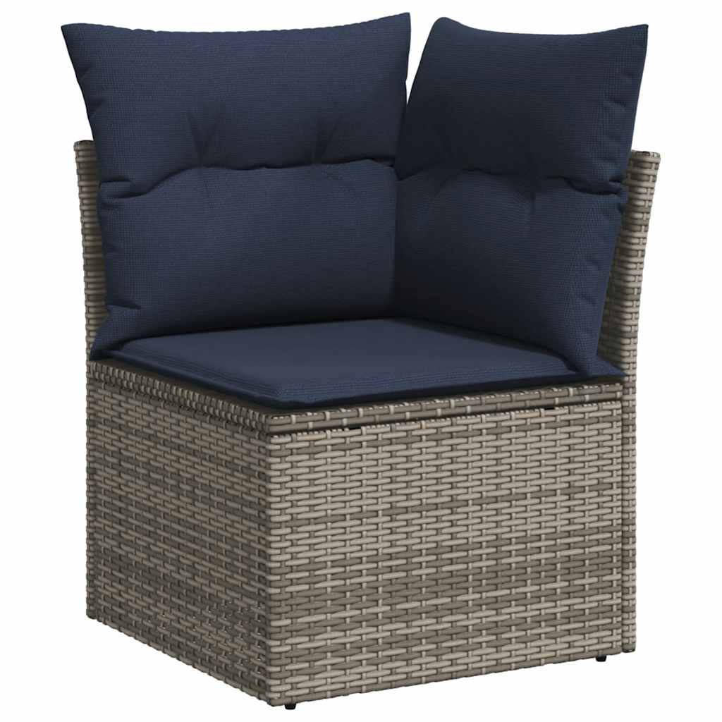 vidaXL 11-piece Garden Lounge Set with Cushions, Grey Poly Rattan