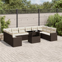 vidaXL 11-delige Loungeset met kussens poly rattan zwart