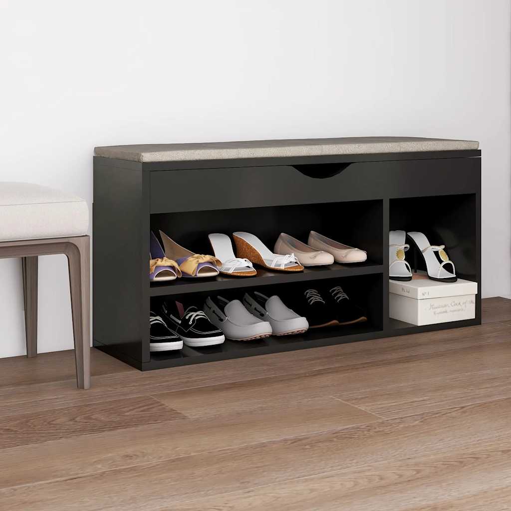 vidaXL Schoenenbank met kussen 104x30x49 cm bewerkt hout wit