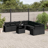 vidaXL 11-Piece Lounge Set with Cushions Poly Rattan Black