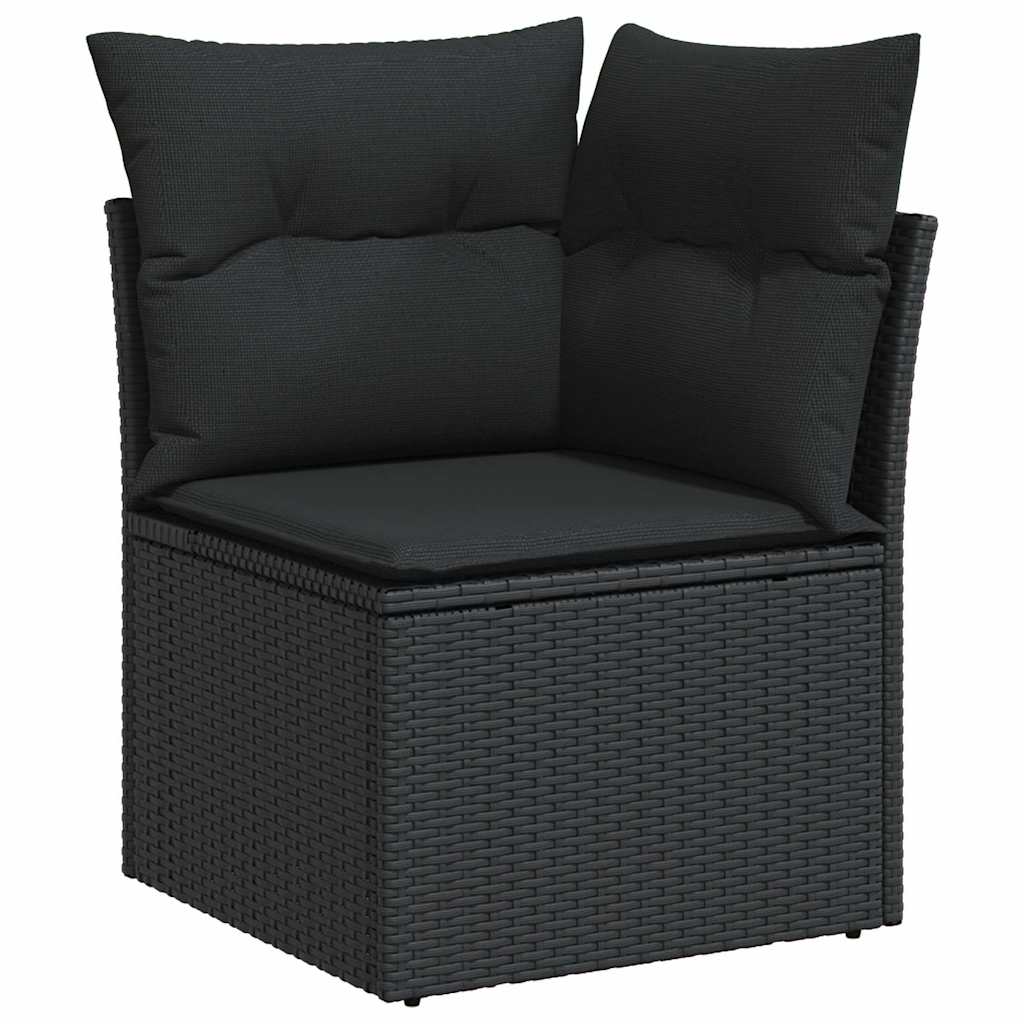 vidaXL 11-Piece Lounge Set with Cushions Poly Rattan Black