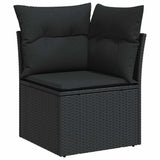 vidaXL 11-Piece Lounge Set with Cushions Poly Rattan Black
