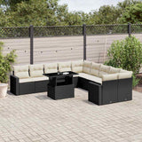 vidaXL 11-Piece Lounge Set with Cushions Poly Rattan Black