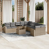 vidaXL 11-Piece Lounge Set with Cushions Poly Rattan Black