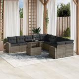 vidaXL 11-Piece Lounge Set with Cushions Poly Rattan Black