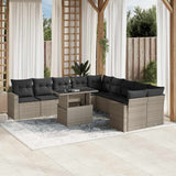 vidaXL 11-Piece Lounge Set with Cushions Poly Rattan Black