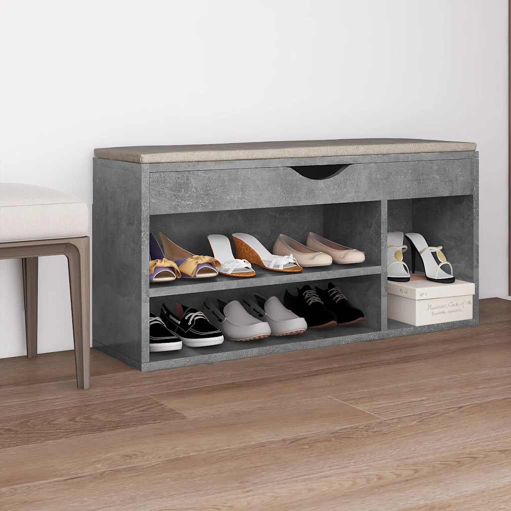 vidaXL Schoenenbank met kussen 104x30x49 cm bewerkt hout wit