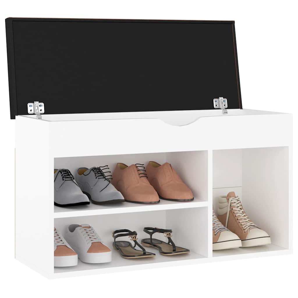 vidaXL Shoe Bench with Cushion 80x30x47 cm Engineered Wood White