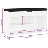 vidaXL Shoe Bench with Cushion 80x30x47 cm Engineered Wood White