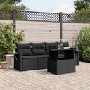 vidaXL 5-piece Lounge Set with Cushions Poly Rattan Black