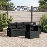 vidaXL 5-piece Lounge Set with Cushions Poly Rattan Black