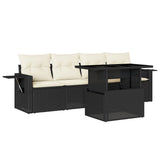 vidaXL 5-piece Lounge Set with Cushions Poly Rattan Black