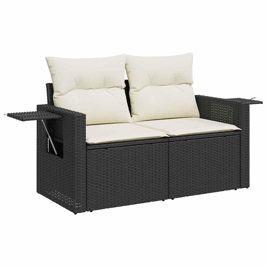 vidaXL 5-piece Lounge Set with Cushions Poly Rattan Black