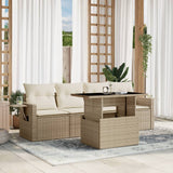 vidaXL 5-piece Lounge Set with Cushions Poly Rattan Black