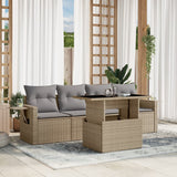 vidaXL 5-piece Lounge Set with Cushions Poly Rattan Black