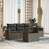 vidaXL 5-piece Lounge Set with Cushions Poly Rattan Black
