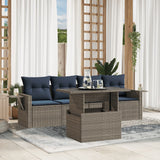 vidaXL 5-piece Garden Sofa Set with Cushions Black Poly Rattan
