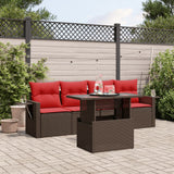 vidaXL 5-piece Garden Sofa Set with Cushions Black Poly Rattan