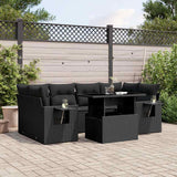 vidaXL 7-delige Loungeset met kussens poly rattan zwart